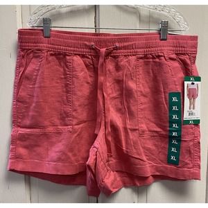 NWT Nautica Pull On Linen Blend Shorts Size XL Drawstring Pockets Pink
